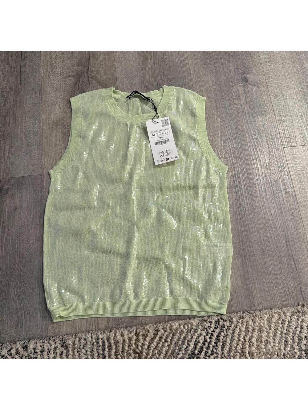 Zara Women's Green Vests-tanks-cami